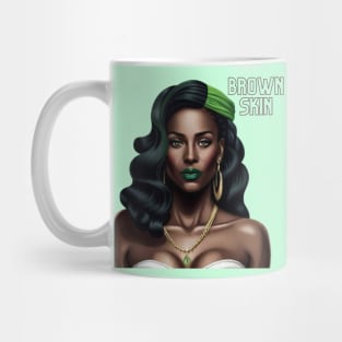 Brown Skin Green Head Band Beauty Mug